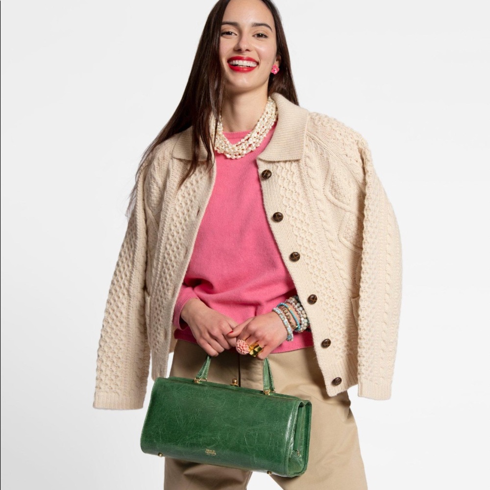 Frances Valentine Michelle Crossbody Naplak Frame Bag Green